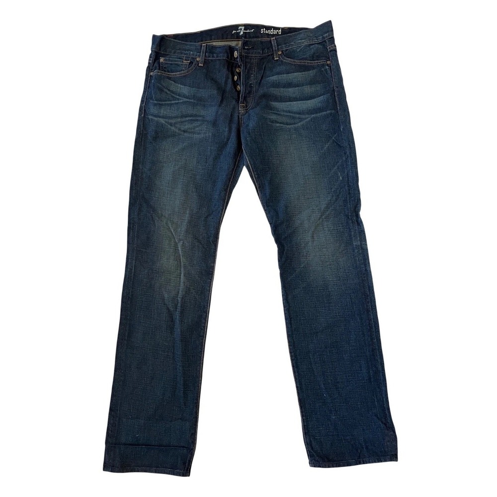 7 For All Mankind Standard Straight Leg Jeans Mens 38 Dark Wash Button Fly USA